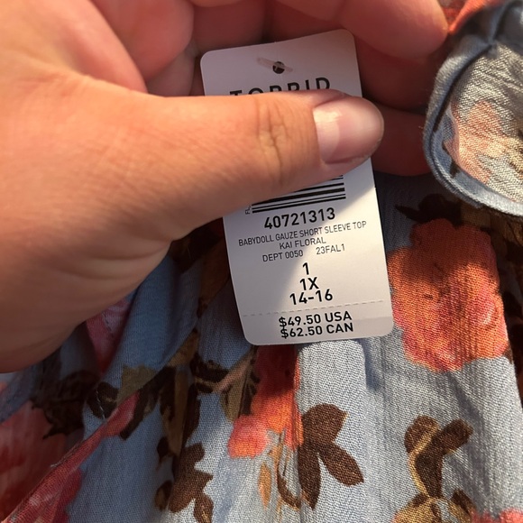 Torrid Babydoll Gauze Short Sleeve Top - Picture 6 of 6